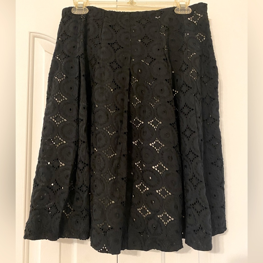 Banana Republic Black Embroidered Boho A Line Flare Skirt Sz 6